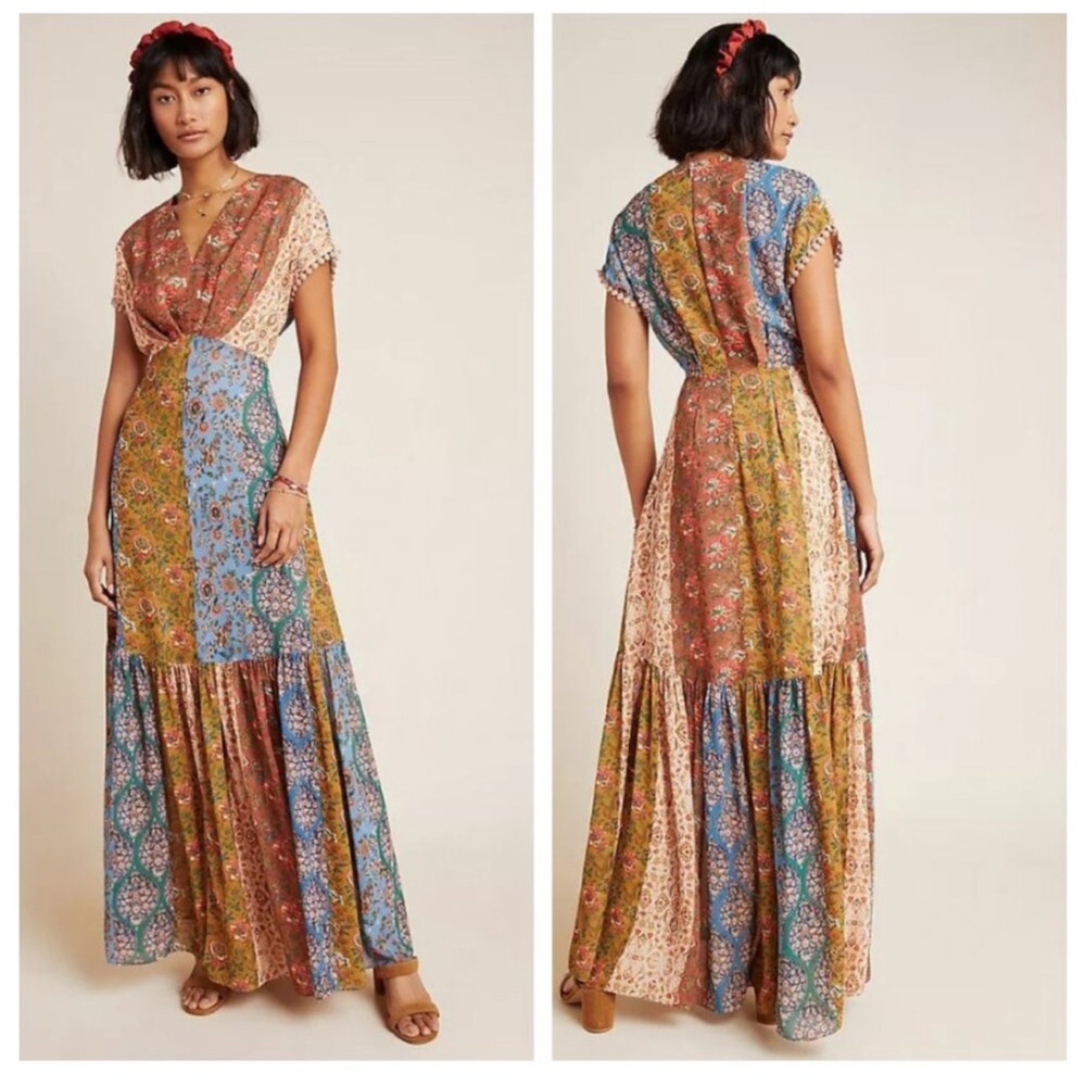Anthropologie Sachin and Babi Angelica Floral Patchwork Maxi Dress